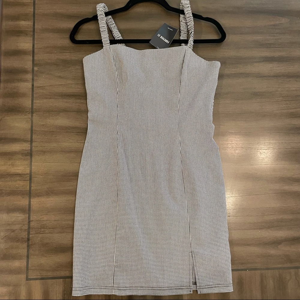 NWT- Body-con black and white plaid dress